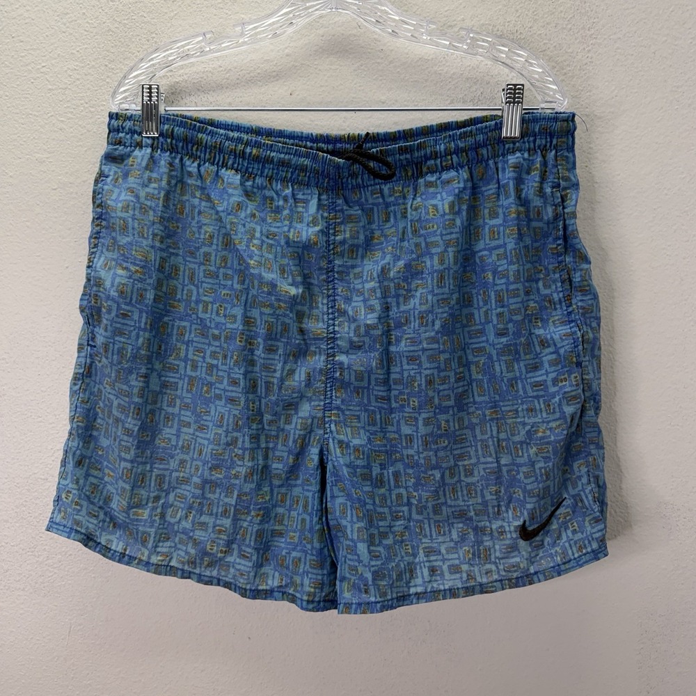 VTG 90s Nike ACG Geometric Abstract All Over Swim Trunks Print Shorts SZ M